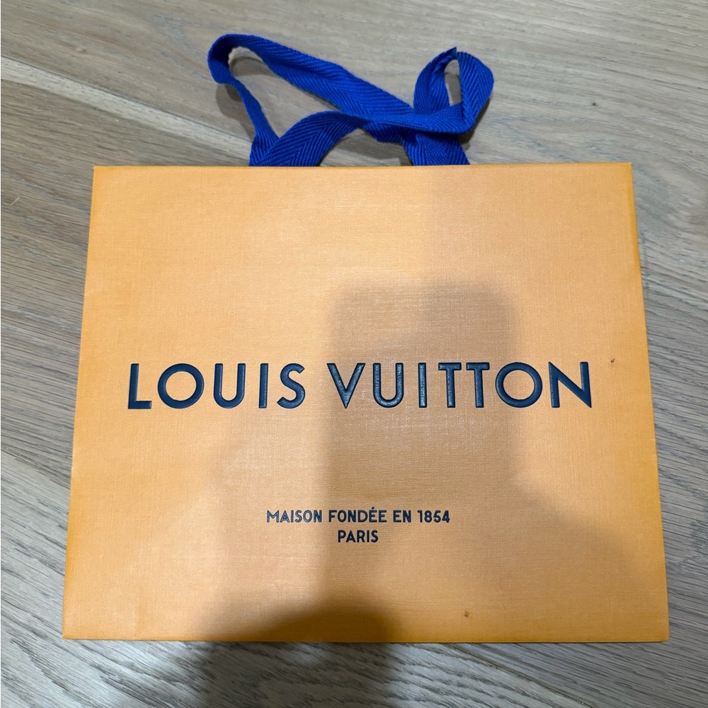 Louis Vuitton Bright Orange Bag with Blue Handles